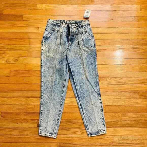chic Denim - Vintage 80s CHIC Acid Wash High Rise Mom Jeans Tapered Pleated Size 14 W USA